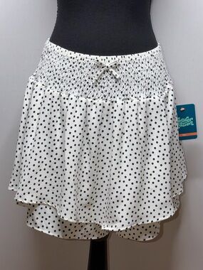 Wonder Nation Girls White Black Polka Dots Ruffle Mini Skirt Size XL 14-16 Plus